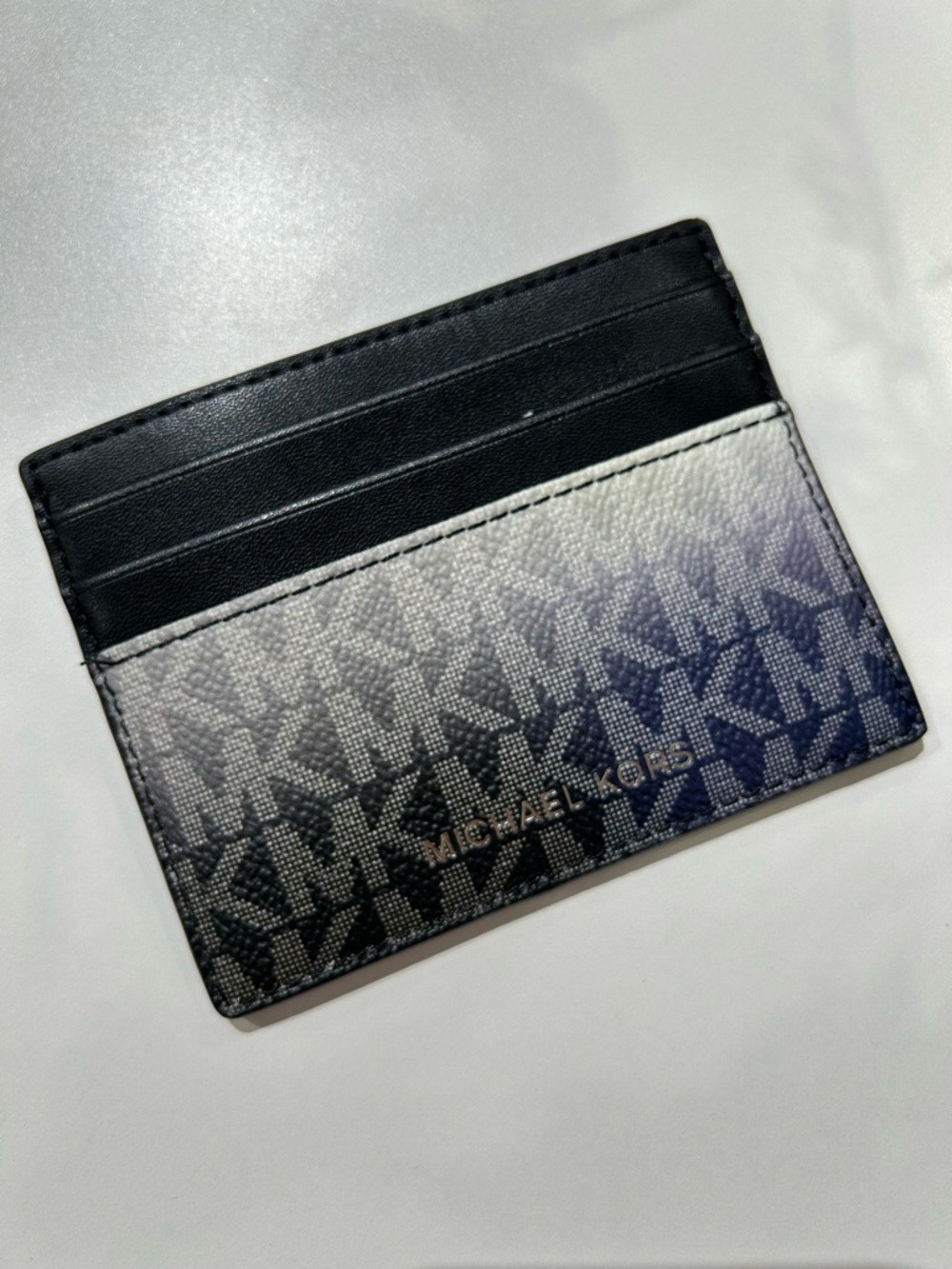 Michael Kors Cooper card case Wallet MK Ombre Logo blue
